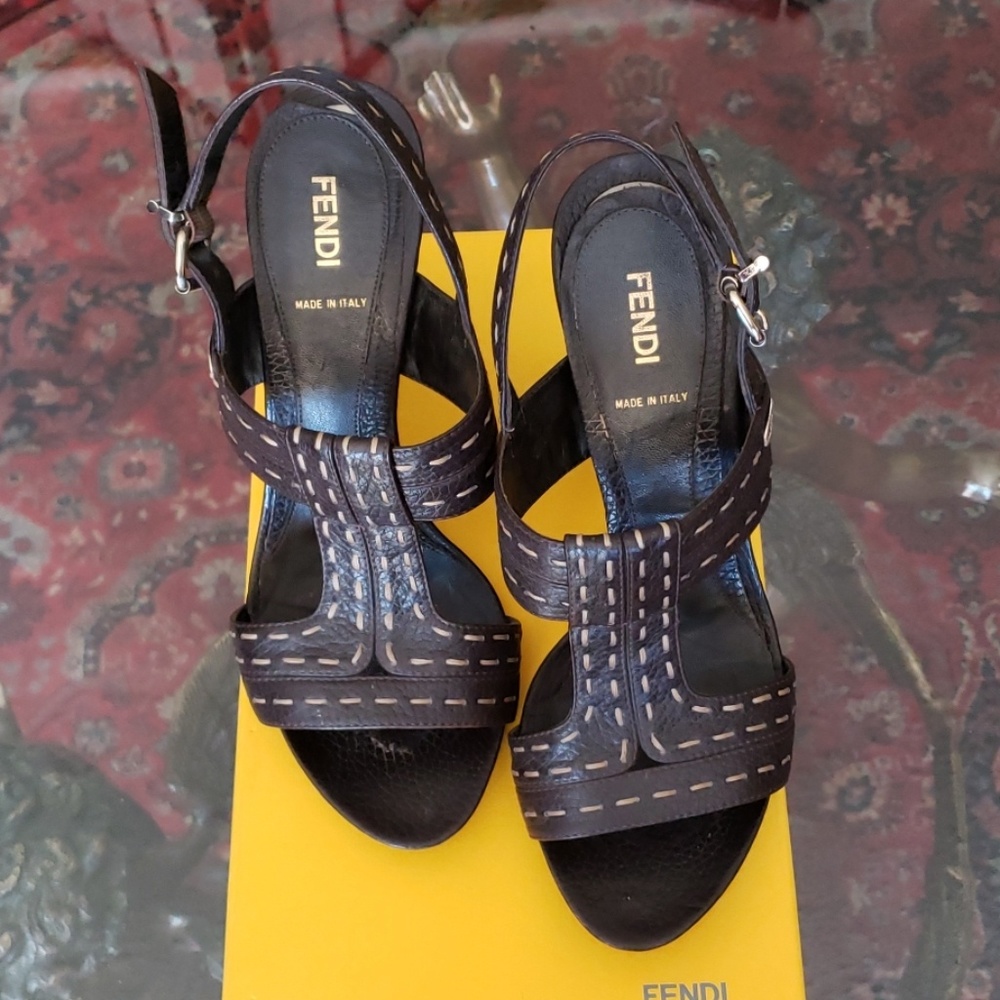 Fendi Slip on Sandal with 3 1/2" Heels.